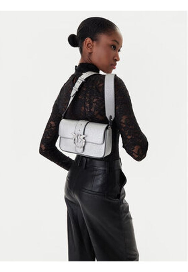Pinko - PINKO Torebka Love One Mini Slouchy Fl AI 25-26 PLTT 104340 A2JT Srebrny. Kolor: srebrny. Materiał: skórzane