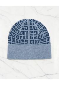 Givenchy - GIVENCHY - Wełniana czapka beanie z niebieskim logo. Kolor: niebieski. Materiał: wełna. Wzór: aplikacja, napisy #2