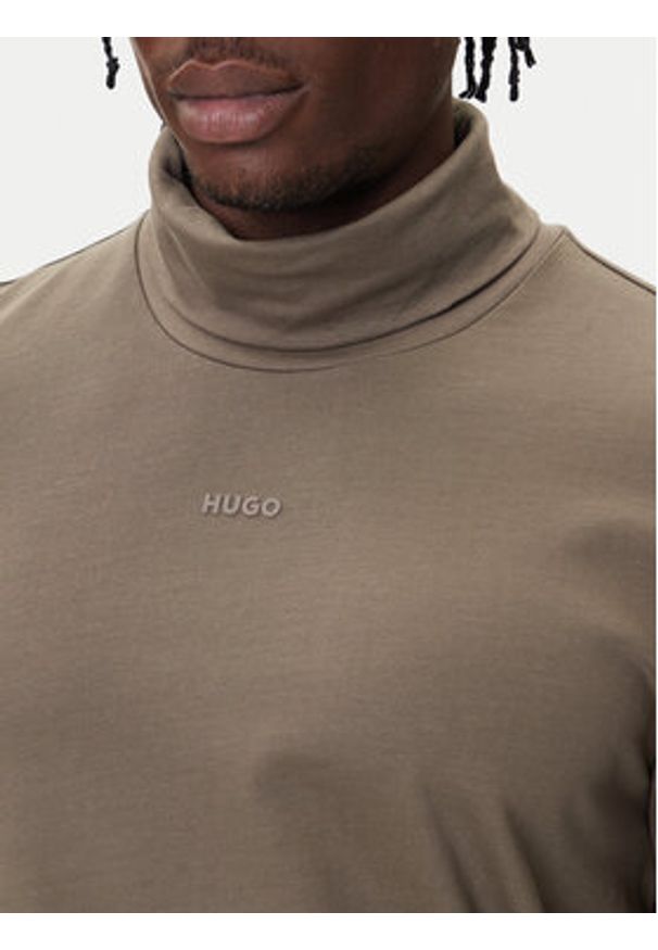 Hugo - HUGO Golf Daporollo 50547372 Beżowy Regular Fit. Typ kołnierza: golf. Kolor: beżowy. Materiał: bawełna