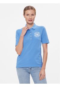 TOMMY HILFIGER - Tommy Hilfiger Polo Reg Crest Emb Polo Ss WW0WW41061 Niebieski Regular Fit. Typ kołnierza: polo. Kolor: niebieski. Materiał: bawełna #1