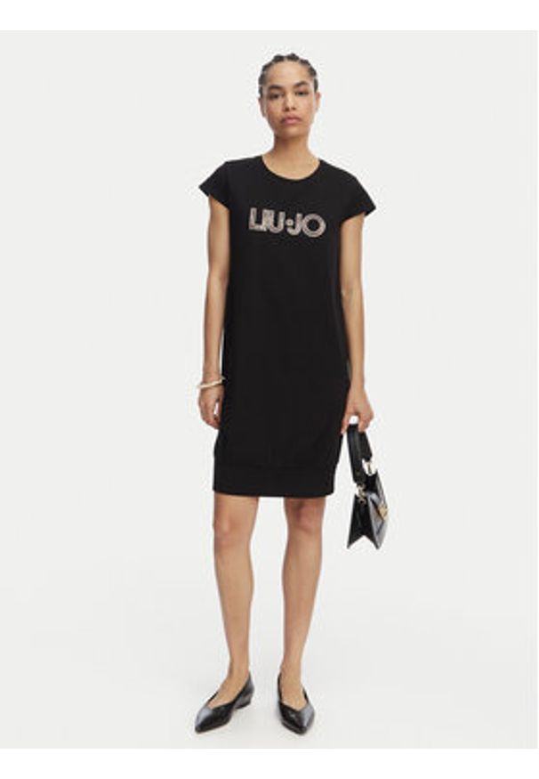 Liu Jo Beachwear Sukienka codzienna VA6212 JS003 Czarny Regular Fit. Okazja: na co dzień. Kolor: czarny. Materiał: bawełna. Typ sukienki: proste. Styl: casual