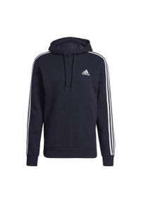 Adidas - Bluza z kapturem adidas Essentials Fleece 3-Stripes, Mężczyźni. Typ kołnierza: kaptur. Kolor: biały, wielokolorowy, niebieski. Materiał: bawełna, materiał