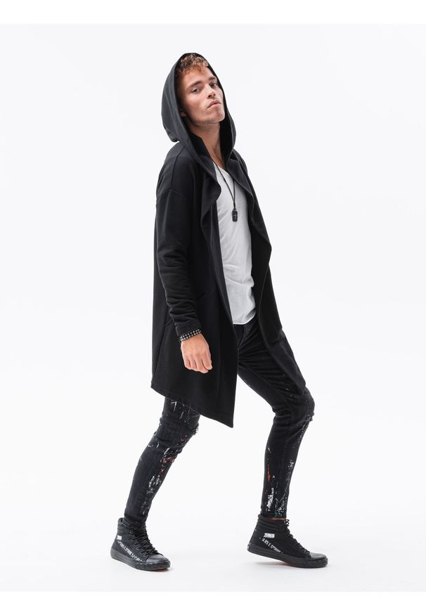 Ombre Clothing - Bluza męska z kapturem B961 - czarna - XXL. Typ kołnierza: kaptur. Kolor: czarny. Materiał: bawełna, dresówka, dzianina, poliester