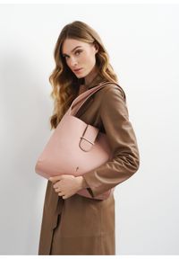 Ochnik - Różowa torebka damska trzykomorowa. Kolor: różowy. Materiał: skórzane. Rodzaj torebki: na ramię #7