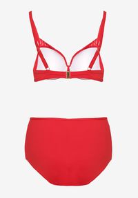 Born2be - Czerwone Bikini Biustonosz z Metaliczną Aplikacją i Majtki Figi Iffonavia. Kolor: czerwony. Materiał: len. Wzór: aplikacja #5
