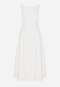 Born2be - Biała Bawełniana Sukienka o Rozkloszowanym Kroju Halowena. Okazja: na spacer, na co dzień. Kolor: biały. Materiał: bawełna. Typ sukienki: proste. Styl: casual #3