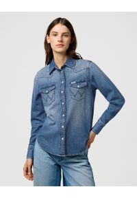 Wrangler - DAMSKA KOSZULA JEANSOWA WRANGLER HERITAGE SHIRT LIGHT HAND 112373227. Materiał: jeans #1