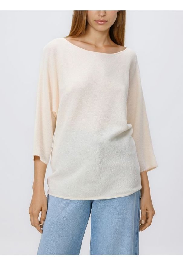 Reserved - Sweter z wiskozą - kremowy. Kolor: kremowy. Materiał: wiskoza