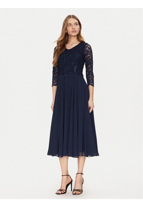 Swing Sukienka koktajlowa 5AI08900 Granatowy Regular Fit. Kolor: niebieski. Materiał: syntetyk. Styl: wizytowy