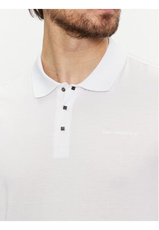 Karl Lagerfeld - KARL LAGERFELD Polo 745000 542200 Biały Regular Fit. Typ kołnierza: polo. Kolor: biały. Materiał: bawełna