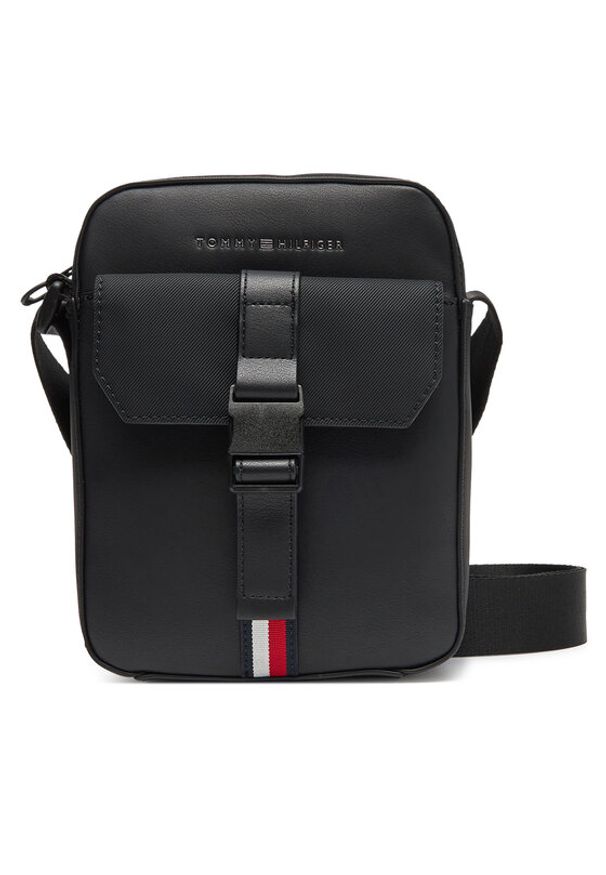 TOMMY HILFIGER - Tommy Hilfiger Saszetka Th Foundation Mini Reporter AM0AM13479 Czarny. Kolor: czarny. Materiał: skóra