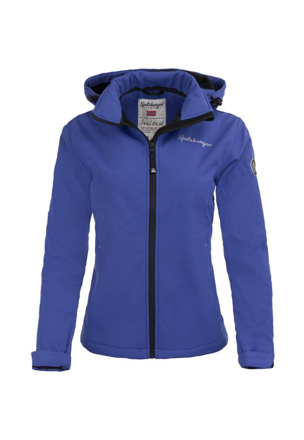 GOLF - Kurtka softshell damska Spitsbergen — wiatroszczelna, hydrofobowa. Typ kołnierza: golf. Kolor: fioletowy. Materiał: softshell. Sport: golf