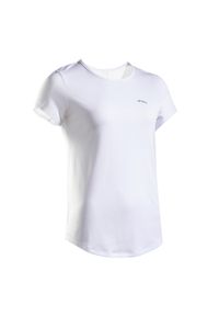 ARTENGO - Koszulka tenisowa z okrągłym dekoltem damska Artengo Dry Essential 100 Club. Kolor: biały. Materiał: poliester, materiał. Sport: tenis #1
