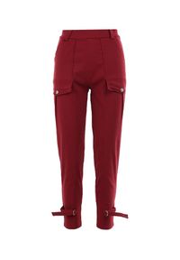 Born2be - Bordowe Spodnie Ymon. Stan: podwyższony. Kolor: czerwony. Materiał: dzianina. Długość: długie. Wzór: aplikacja #6