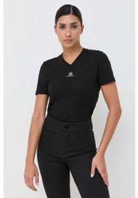 Miss Sixty t-shirt z domieszką jedwabiu kolor czarny. Kolor: czarny. Materiał: jedwab. Długość rękawa: krótki rękaw. Długość: krótkie #1