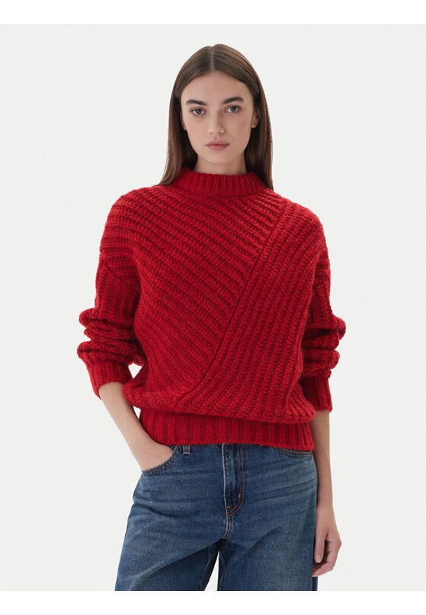 Mustang Sweter Erin 1017072 Czerwony Relaxed Fit. Kolor: czerwony. Materiał: syntetyk