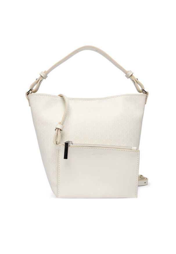Calvin Klein Torebka Emblem Aop Sm Bucket Crossbody LV04F3506G Biały. Kolor: biały. Materiał: skórzane
