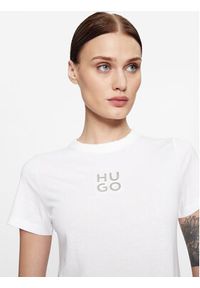 Hugo T-Shirt Classic 50500464 Beżowy Regular Fit. Kolor: biały. Materiał: bawełna #5
