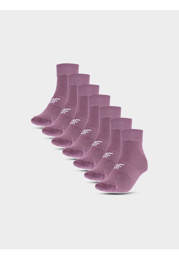 4f - Skarpetki casual za kostkę (7-pack) damskie. Kolor: różowy. Materiał: materiał, bawełna