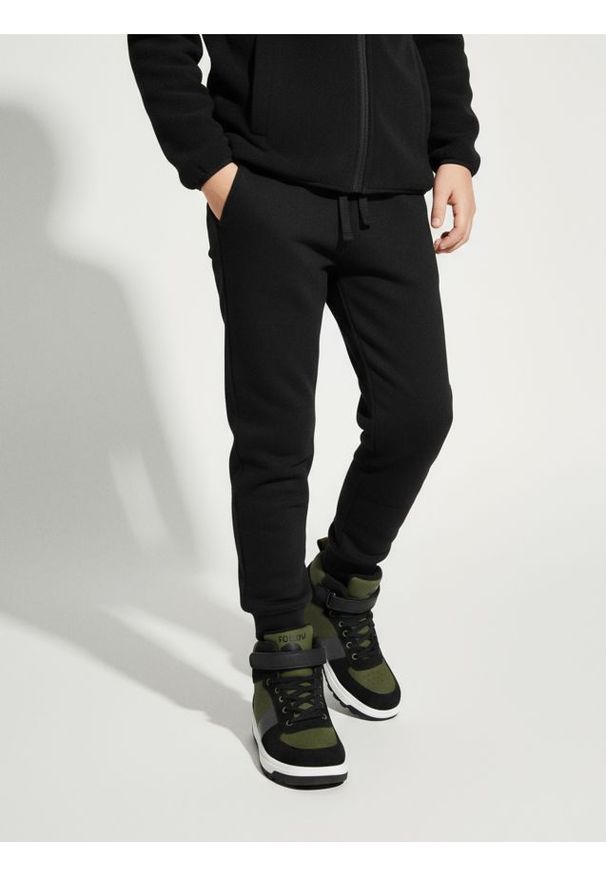Sinsay - Ocieplane spodnie jogger - czarny. Kolor: czarny