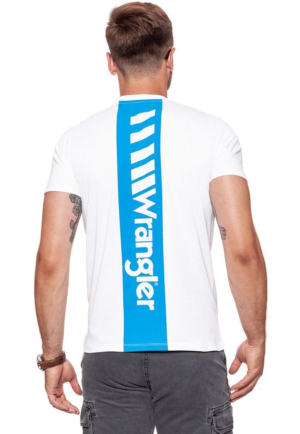 Wrangler - WRANGLER T SHIRT B&Y CREW TEE WHITE W7C41FK12 112131688. Materiał: bawełna. Wzór: nadruk. Sezon: lato
