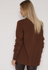 Born2be - Jasnobrązowa Niezapinana Marynarka Pudełkowa z Wiskozą z Marszczonymi Rękawami Feniravia. Okazja: do pracy, na spotkanie biznesowe. Kolor: brązowy. Materiał: wiskoza. Styl: biznesowy #5