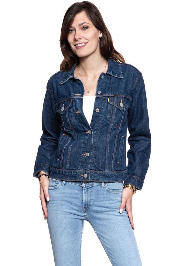 Levi's® - LEVI’S EX-BOYFRIEND TRUCKER DAMSKA KURTKA JEANSOWA JEANS DŻINSOWA PEANUTS 299440069. Materiał: jeans