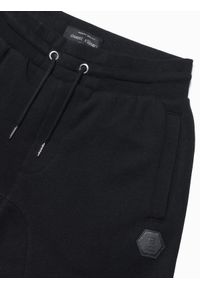 Ombre Clothing - Spodnie męskie dresowe z przyjemnej dzianiny - czarne V2 OM-PASK-0131 - XL. Kolor: czarny. Materiał: dzianina, dresówka. Wzór: aplikacja #6