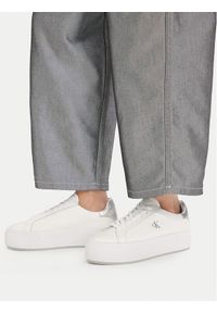 Calvin Klein Sneakersy Flatform Lace Up Lth Met YW0YW01929 Biały. Kolor: biały. Materiał: skóra #1
