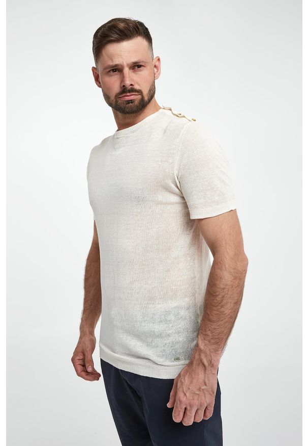 Liu Jo - T-shirt męski lniany LIU JO. Materiał: len