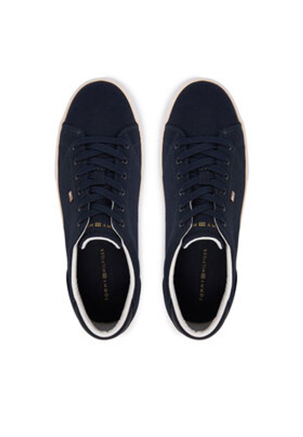 TOMMY HILFIGER - Tommy Hilfiger Sneakersy Th Low Profile Vulc Canvas FW0FW09102 Granatowy. Kolor: niebieski. Materiał: materiał