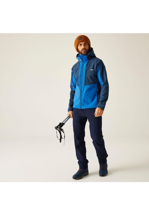 Regatta - Kurtka męska softshell wodoodporny Hewitts. Kolor: niebieski. Materiał: softshell. Sport: turystyka piesza