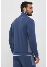 BOSS bluza męska kolor niebieski z aplikacją. Okazja: na co dzień. Kolor: niebieski. Materiał: materiał. Wzór: aplikacja. Styl: casual #5