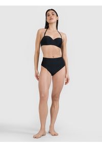 4f - 4F Dół od bikini damski - czarny M. Stan: podwyższony. Kolor: czarny. Materiał: materiał, włókno, syntetyk, elastan