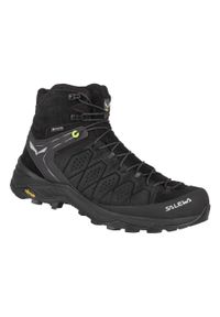 Buty Trekkingowe Męskie Salewa Alp Trainer 2 Mid Gtx. Wysokość cholewki: za kostkę. Zapięcie: sznurówki. Kolor: czarny, wielokolorowy. Materiał: guma, syntetyk, materiał, tkanina, zamsz. Szerokość cholewki: normalna #1