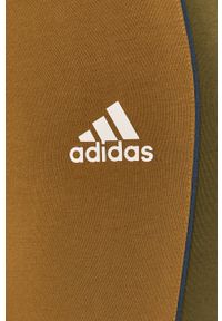 adidas Performance - Dres. Kolor: oliwkowy. Materiał: dresówka. Wzór: aplikacja #7