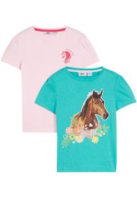 bonprix - T-shirt dziewczęcy z bawełny organicznej (2 szt.). Kolor: różowy. Materiał: bawełna #1