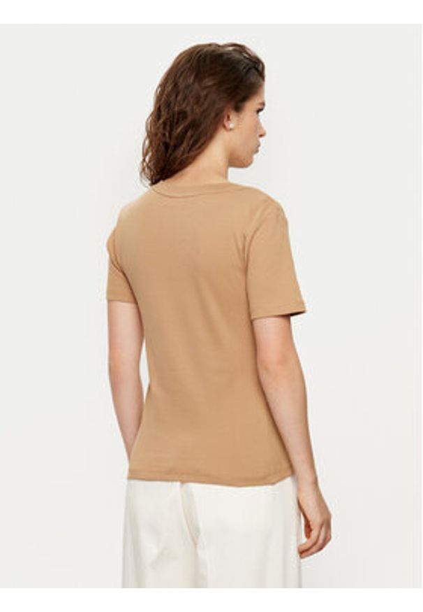 TOMMY HILFIGER - Tommy Hilfiger T-Shirt WW0WW40584 Beżowy Slim Fit. Kolor: beżowy. Materiał: bawełna