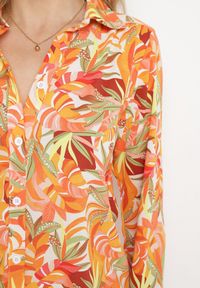 Born2be - Pomarańczowa Klasyczna Koszula we Florystyczny Wzór z Guzikami Cairissa. Kolor: pomarańczowy. Sezon: lato. Styl: klasyczny #3