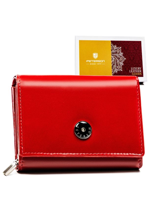 Damski portfel skórzany RFID z przegrodami - Peterson. Materiał: skóra