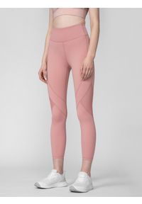 4f - Legginsy treningowe 7/8 szybkoschnące damskie. Stan: podwyższony. Kolor: różowy. Materiał: materiał #2