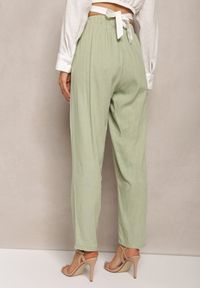 Renee - Jasnozielone Proste Spodnie Bawełniane z Gumką w Pasie Xisela. Kolor: zielony. Materiał: bawełna. Styl: elegancki #3