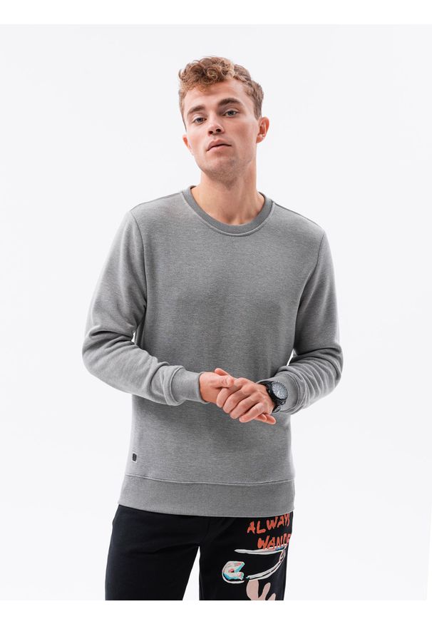 Ombre Clothing - Zestaw bluz bawełnianych bez kaptura - mix 2-pak V3 Z34 - XXL. Okazja: na co dzień. Typ kołnierza: bez kaptura. Kolor: szary. Materiał: bawełna. Wzór: melanż. Styl: casual, klasyczny