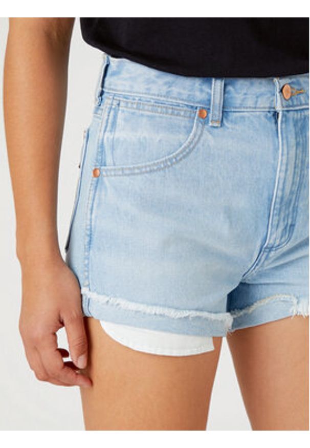 Wrangler Szorty jeansowe W23K73171 112332346 Błękitny Regular Fit. Kolor: niebieski. Materiał: jeans, bawełna
