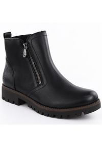 Skórzane botki damskie workery czarne Rieker 78556-00. Kolor: czarny. Materiał: skóra