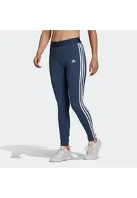 Adidas - Legginsy fitness. Materiał: bawełna, elastan. Wzór: paski. Sport: fitness #1