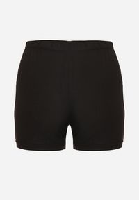Born2be - Czarne Casualowe Szorty z Lnem z Gumką w Talii Filowena. Okazja: na co dzień. Kolekcja: plus size. Kolor: czarny. Materiał: len. Styl: casual