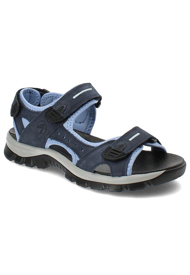 Granatowe Sandały Artiker Wygodne Obuwie Damskie. Zapięcie: pasek. Kolor: niebieski. Materiał: materiał. Wzór: paski. Sezon: lato