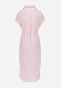 Renee - Różowa Koszulowa Sukienka z Wiskozą i Bawełną Ściągana w Talii Corralure. Kolor: różowy. Materiał: wiskoza, bawełna. Sezon: wiosna, lato. Typ sukienki: koszulowe. Styl: klasyczny, elegancki #6