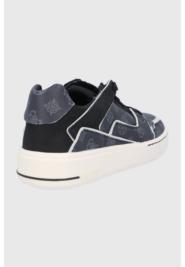 Guess Buty kolor czarny. Nosek buta: okrągły. Zapięcie: sznurówki. Kolor: czarny. Materiał: guma